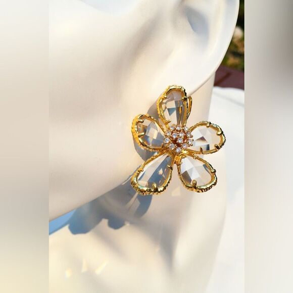 Crystal flower earrings M268 - Picture 2 of 5